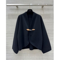 Well Crafted Louis Vuitton Cashmere Cape LV83018 Black 2024