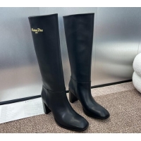 Best Grade Dior D-Town Heeled High Boots 8cm in Black Supple Calfskin 930021