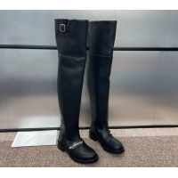 Perfect Dior D-Quest Thigh High Boots in Black Supple Calfskin 930022