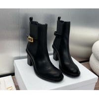 Unique Style Dior 30 Montaigne Heeled Ankle Boots 7cm in Black Calfskin with CD Buckle 930029