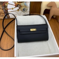 Grade Quality Hermes Kelly To Go Wallet Bag in Original Epsom Leather H0801 Black/Gold 2024 (Full Handmade)