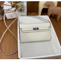 Promotional Hermes Kelly To Go Wallet Bag in Original Epsom Leather H0801 Milk Shake White/Silver 2024 (Full Handmade)