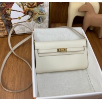 Top Quality Hermes Kelly To Go Wallet Bag in Original Epsom Leather H0801 Milk Shake White/Gold 2024(Full Handmade)