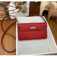 Market Sells Hermes Kelly To Go Wallet Bag in Original Epsom Leather H0801 Q5 National Flag Red/Silver 2024 (Full Handma