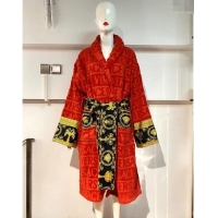 Well Crafted Versace Baroque Cotton Bathrobe 0201 Red 2024 TOP