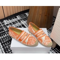 Best Price Dior Dioriviera Dior Granville Espadrilles Flat in Cotton Embroidered with Toile de Jouy Sauvage Motif Orange