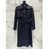 Top Grade Saint Laurent Trench Coat S91910 Black 2024