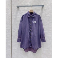 Market Sells Promotional Miu Miu Denim Shirt M83003 Purple 2024