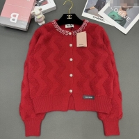 Luxury Discount Miu Miu Wool Cardigan M91903 Red 2024