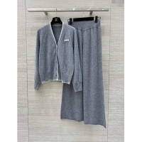 Reasonable Price Miu Miu Wool Cardigan and Pants M92307 Grey 2024