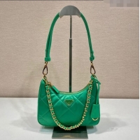 Buy Discount Prada Re-Edition Quilted Nylon Hobo mini bag 1BC204 Green 2023