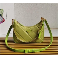 Promotional Prada Re-Edition Quilted Nylon Hobo mini bag 1BC204 Neon Green 2023