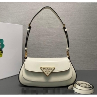 Fashion Discount Prada Brushed leather shoulder bag 1BD345 White 2023