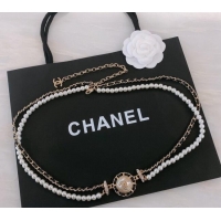 Top Grade Chanel Pearls Chain Belt 072904 Black 2024