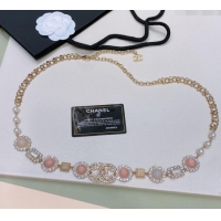 Luxurious Chanel Chain Belt with Stones 072907 Pink 2024