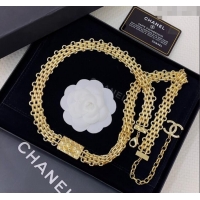 Luxury Classic Chanel Wide Chain Belt with Bag 0729 Gold 2024