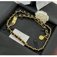 Famous Brand Chanel Chain and Leather Belt 0820 Gold/Black 2024