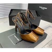 Best Product Saint Laurent Patent Leather High Heel Sandals 10cm with Open Toe Aged Gold 704088