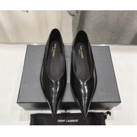 Shop Duplicate Saint Laurent Nour Pointed Flat Slippers in Black Leather 704092