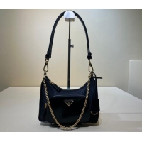 Big Discount Prada Re-Nylon and brushed leather mini-bag 1BC198 Black 2023