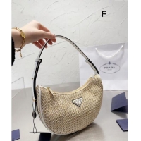 Luxury Cheap Prada Straw Hobo Bag 0618 White 2024