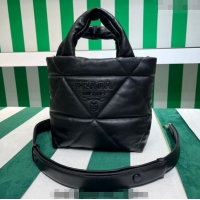 Low Cost Prada Padded Nappa Leather Tote Bag 1BG434 Black 2023