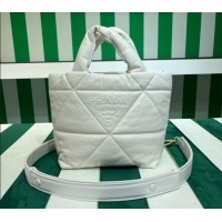 Top Design Prada Padded Nappa Leather Tote Bag 1BG434 White 2023