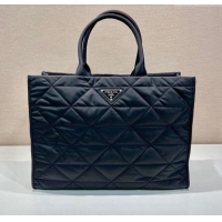 Well Crafted Prada Mens Quilted Re-Nylon Tote bag 2VG096 Black 2023