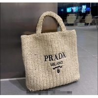 Buy Fashionable Prada Large Straw Tote bag 1BG423 Beige 2023