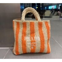 Reasonable Price Prada Large Straw Tote bag 1BG423 Beige/Orange 2023