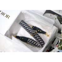 Top Design Dior Oblique Embroidered Strap D8442 Blue/Beige