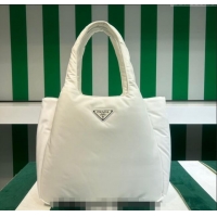 Well Crafted Prada Large padded Re-Nylon tote bag 1BG449 White 2023