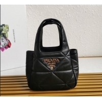 Top Grade Prada Small nappa-leather tote bag with topstitching 1BG451 Black 2023