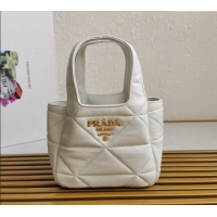 Buy Discount Prada Small nappa-leather tote bag with topstitching 1BG451 White 2023