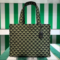 Well Crafted Prada Symbole tote bag in embroidered fabric 2VG106 Black/Ivy Green 2023