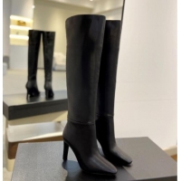 Grade Quality Saint Laurent Calfskin Leather Over-the-knee High Boots 9.5cm Black 1010015