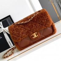 Super Quality Chanel Shearling Lambskin Flap Bag AS5149 Brown 2024