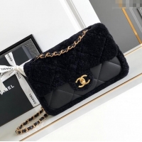 Big Discount Chanel Shearling Lambskin Flap Bag AS5149 Black 2024