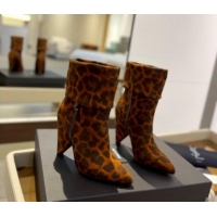 Sophisticated Saint Laurent Nike Ankle Boots in in Leopard-print Suede and Monogram 8.5cm 010048