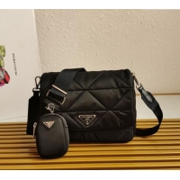 Luxury Discount Prada Nylon Shoulder Bag 1BD290 Black 2023