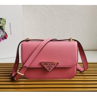 Best Price Prada Embleme Smooth Leather Shoulder Bag 1BD320 Pink 2023