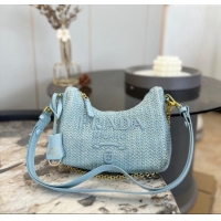 Pretty Style Prada Straw Shoulder Bag 0609 Blue 2023