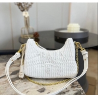 Reasonable Price Prada Straw Shoulder Bag 0609 White 2023