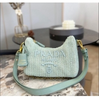 Well Crafted Prada Straw Shoulder Bag 0609 Green 2023