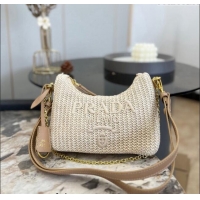 Well Crafted Prada Straw Shoulder Bag 0609 Beige 2023