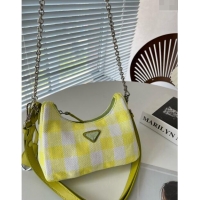 Top Grade Prada Check Shoulder Bag 0627 Yellow 2023