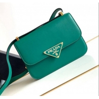 Famous Brand Prada Embleme Leather Shoulder bag 1BD340 Green 2023