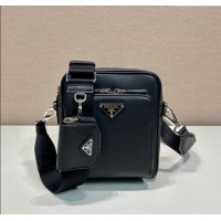 Well Crafted Prada Leather Shoulder Bag with Pouch 2VH168 Black 2023