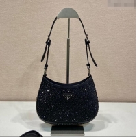 Promotional Prada Cleo Satin Bag with Crystals 1BC169 Black 2023