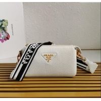 Pretty Style Prada Grained Leather Small Shoulder Bag 1BH194 White 2023